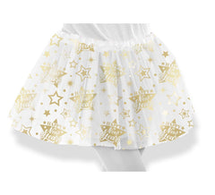 Tutú Happy New Year blanco y dorado infantil de 30 cm
