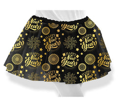 Tutú Happy New Year negro y dorado infantil de 30 cm
