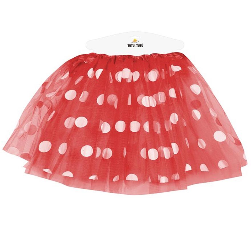 Translation missing: es.Tutú Rojo con Topos Blancos infantil 30 cm