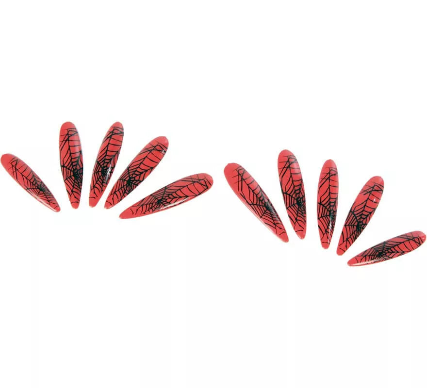 Translation missing: es.Uñas de Bruja rojas con telarañas