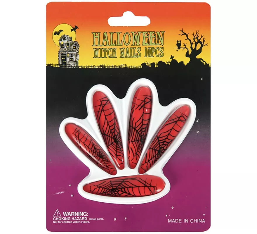 Translation missing: es.Uñas de Bruja rojas con telarañas