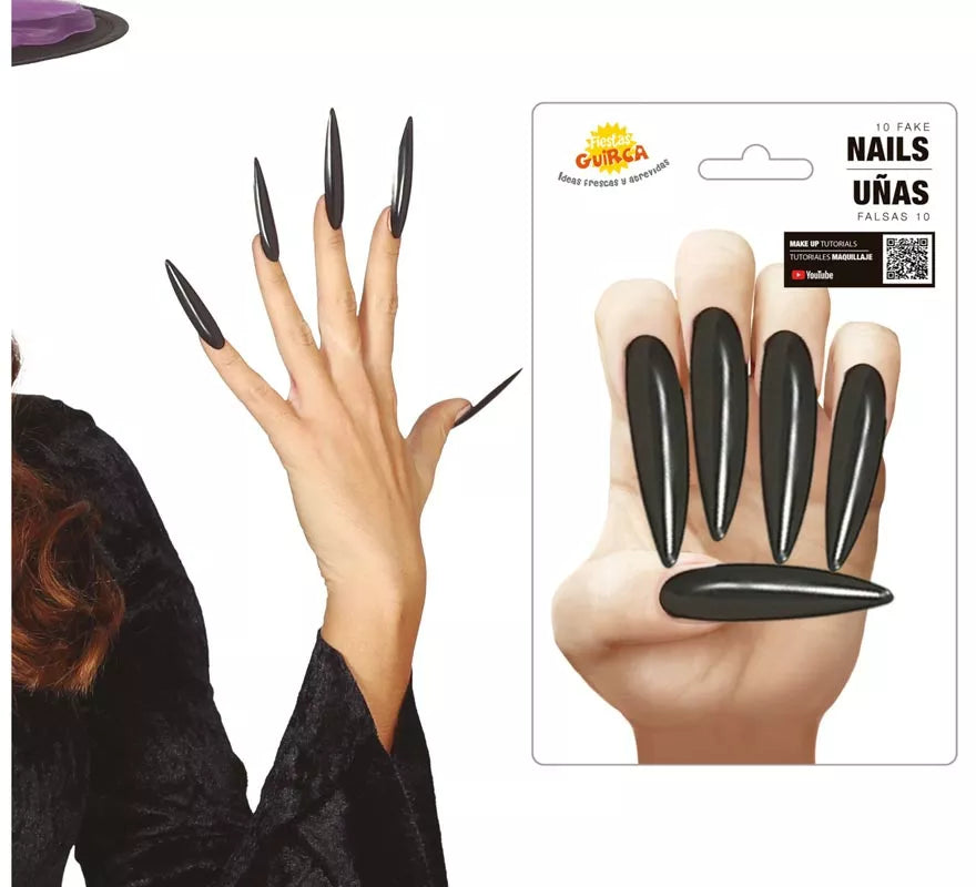 Translation missing: es.Uñas negras postizas ultralargas 10 unidades