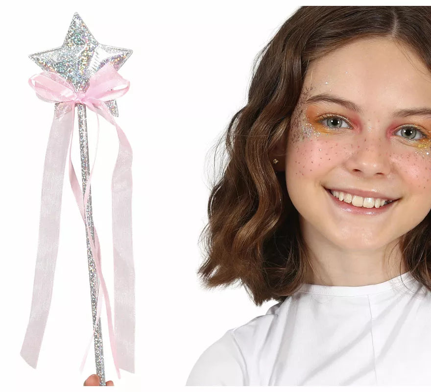 Translation missing: es.Varita con Estrella Plata de 35 cm
