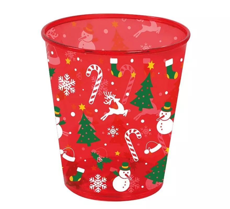Translation missing: es.Vaso de Figuras Navideñas rojo de plástico de 10 cm