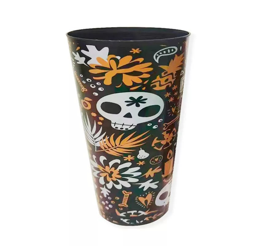 Vaso Día de los Muertos de plástico de 8,5x5,5x13,5 cm