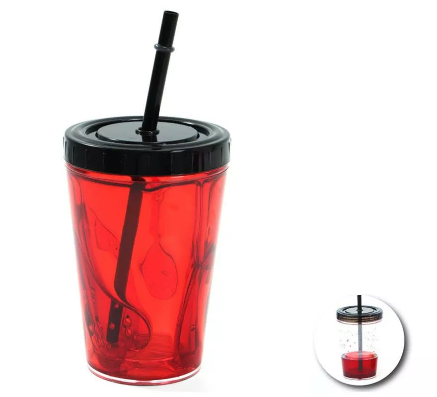 Translation missing: es.Vaso Doble Fondo con pajita y sangre falsa de 310 ml