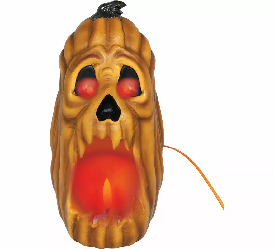 Vela Calabaza con Led Efecto Fuego de 20 cm