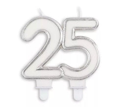Vela de Cumpleaños, Aniversarios y Bodas de Plata Número 25 de 8 cm