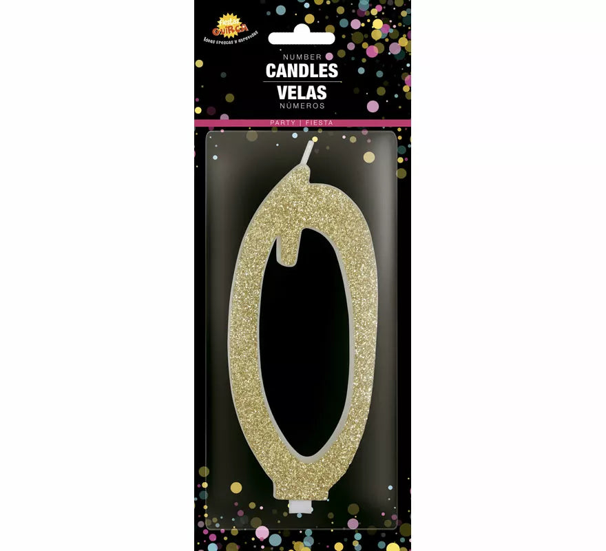 Translation missing: es.Vela Escarchada Oro Número 0, de 12.5 cm