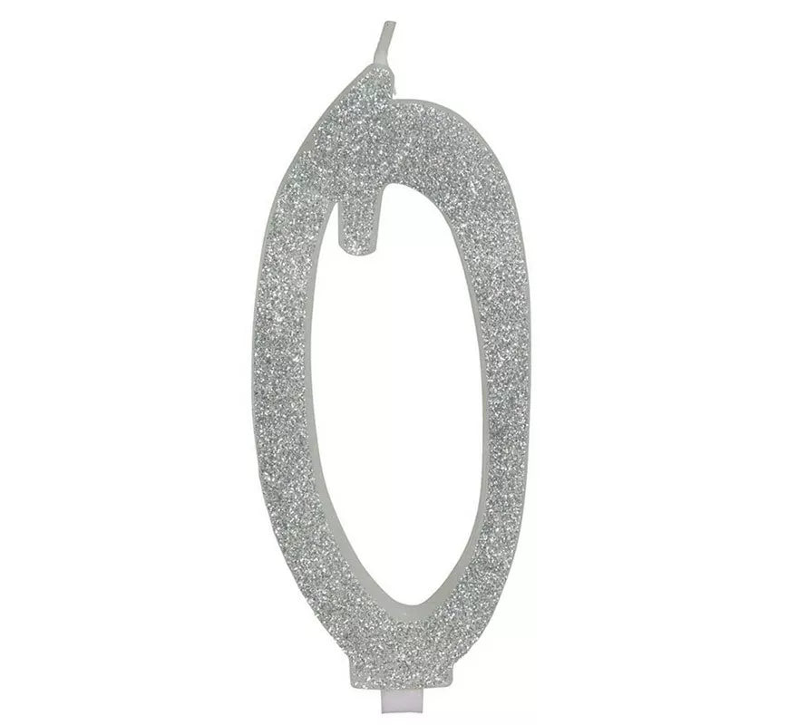 Translation missing: es.Vela Escarchada Plata Número 0, de 12.5 cm
