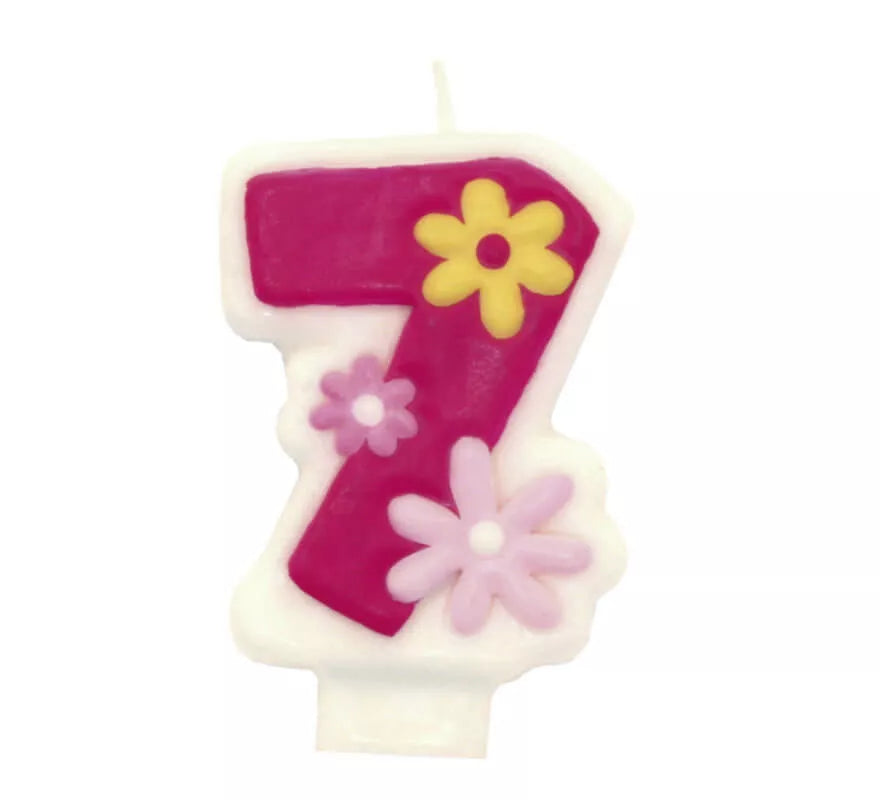 Translation missing: es.Vela Glamour Girl con el número 7 para cumpleaños