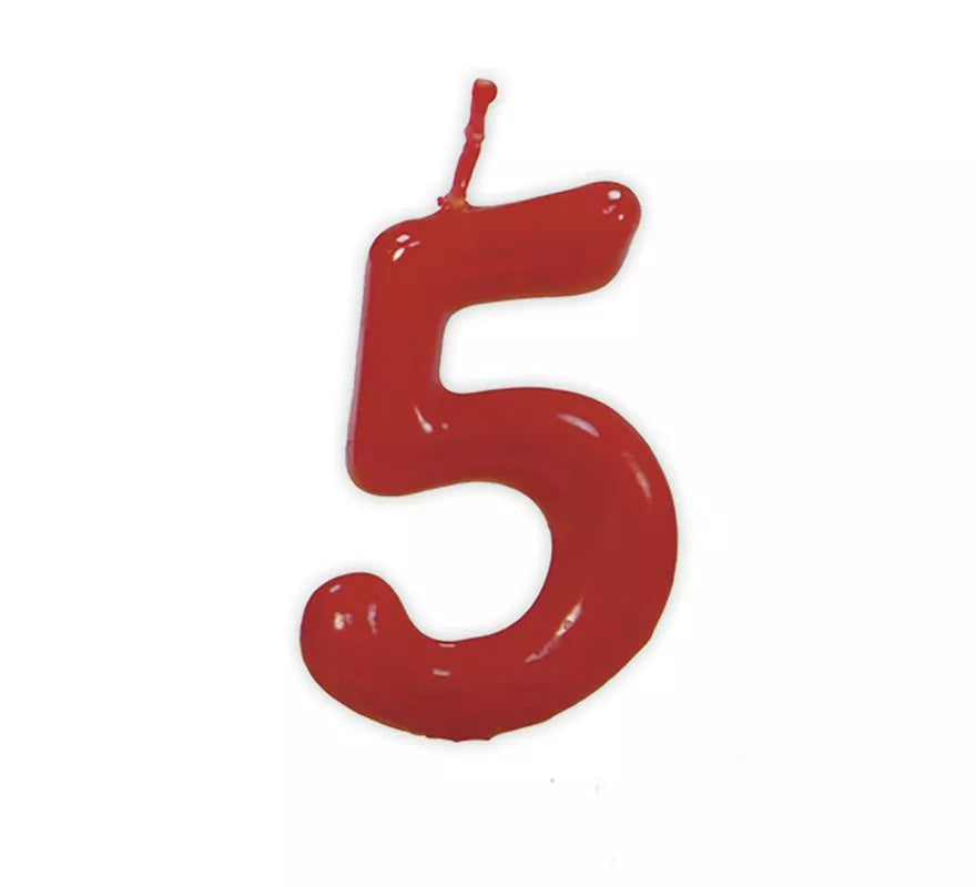 Translation missing: es.Vela roja con el número 5 para cumpleaños
