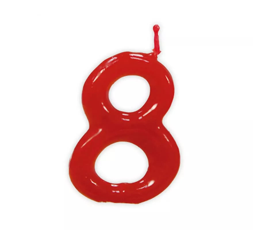 Translation missing: es.Vela roja con el número 8 para cumpleaños