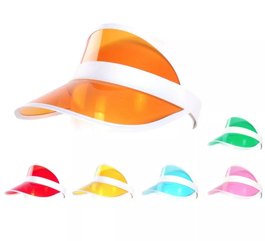 Translation missing: es.Visera de plástico con banda blanca para adulto colores surtidos