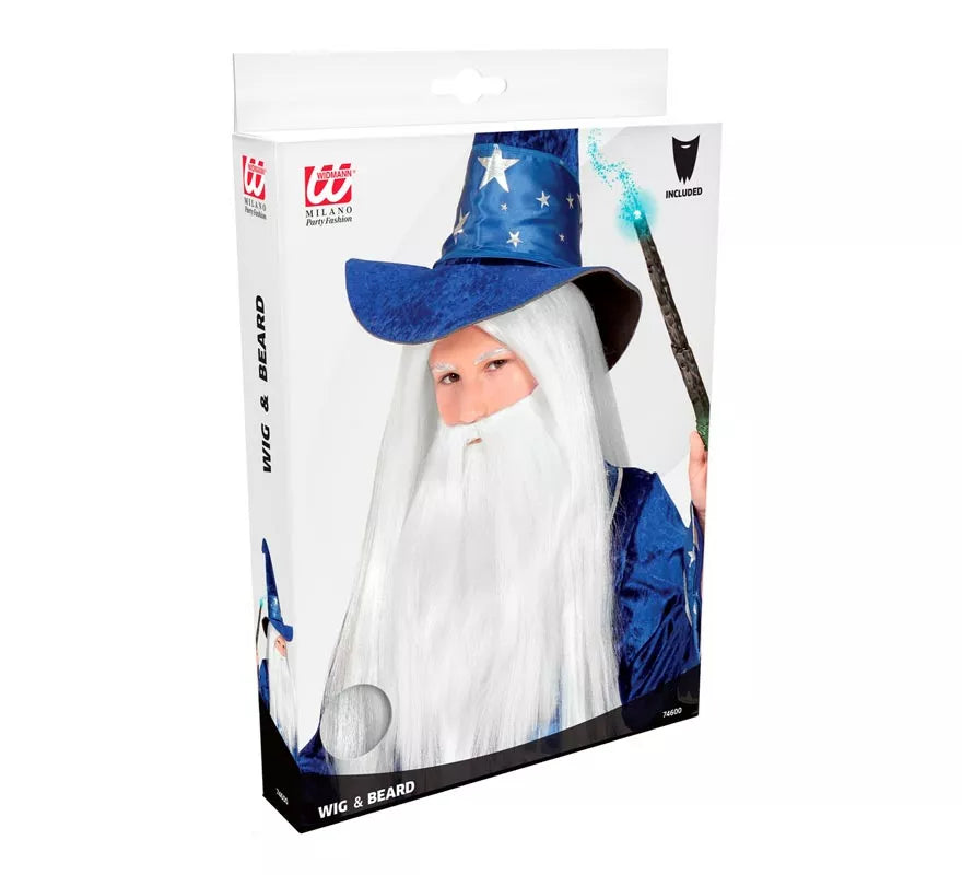 Translation missing: es.Peluca con Barba blanca infantil de Mago o Druida