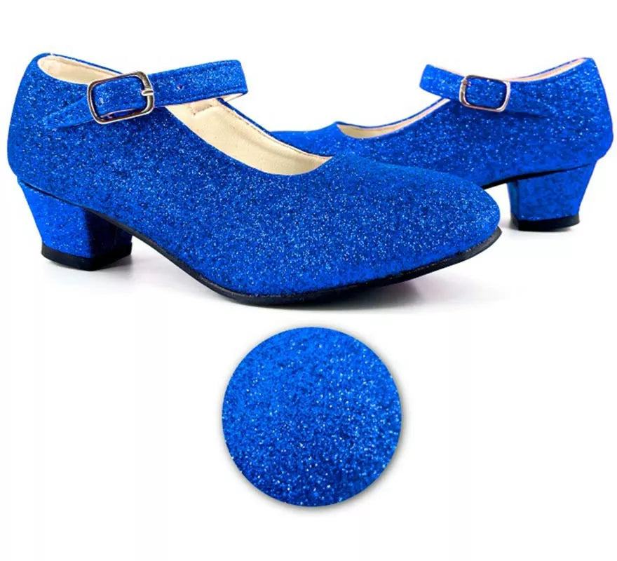 Translation missing: es.Zapato Sevillana con tacón Azulón Purpurina en números del 22 al 41