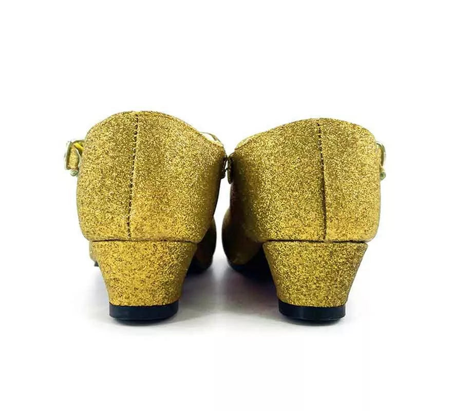 Translation missing: es.Zapato Sevillana con tacón Dorado Purpurina en números del 22 al 41