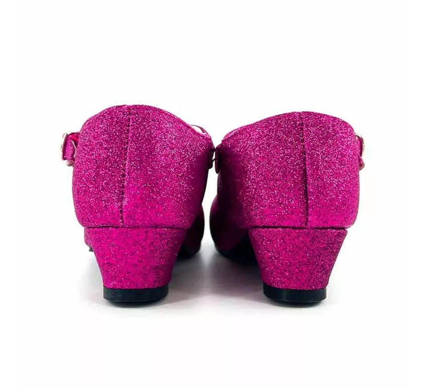 Translation missing: es.Zapato Sevillana con tacón Fucsia Purpurina en números del 22 al 41