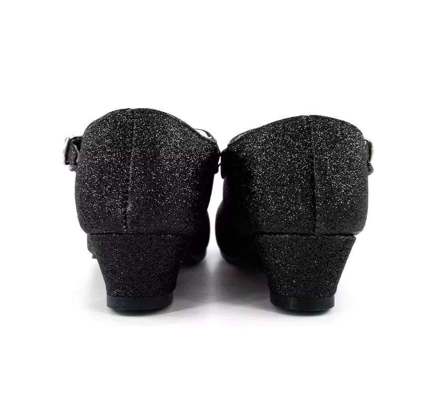 Translation missing: es.Zapato Sevillana con tacón Negro Purpurina en números del 22 al 41