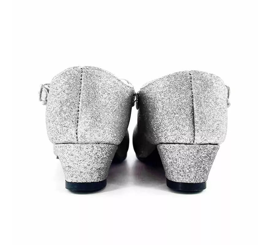 Translation missing: es.Zapato Sevillana con tacón Plateado Purpurina en números del 22 al 41