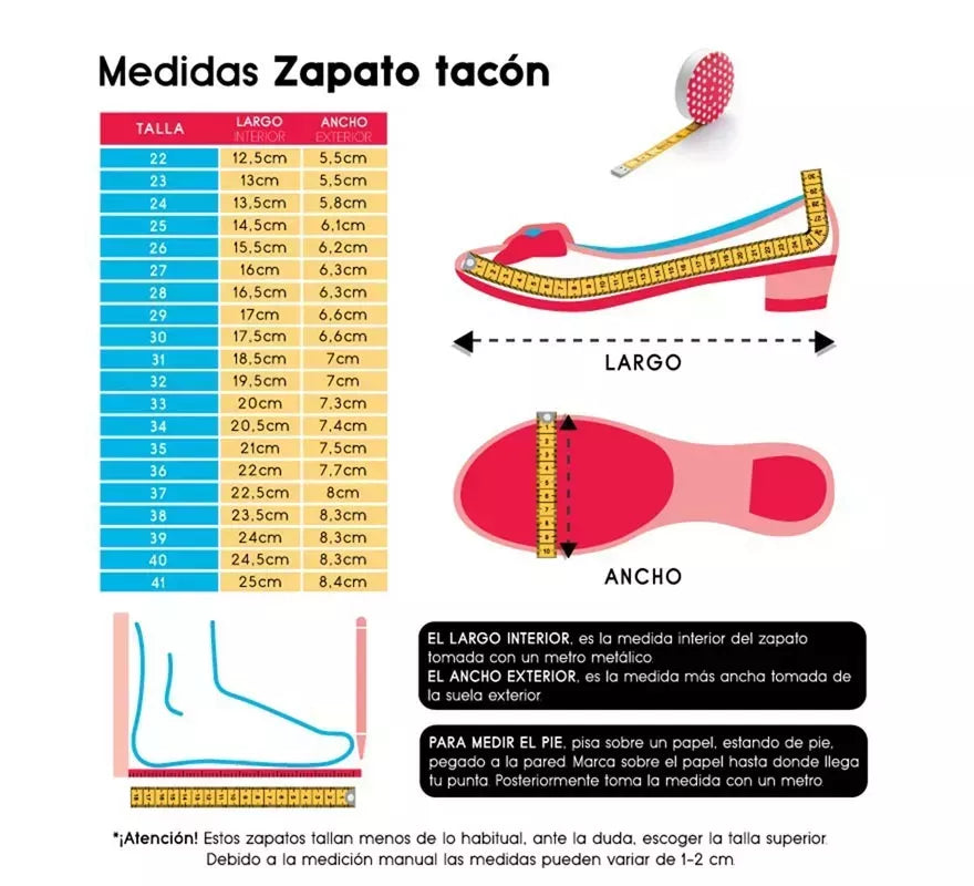 Zapato Sevillana con tacón Rojo en números del 22 al 41