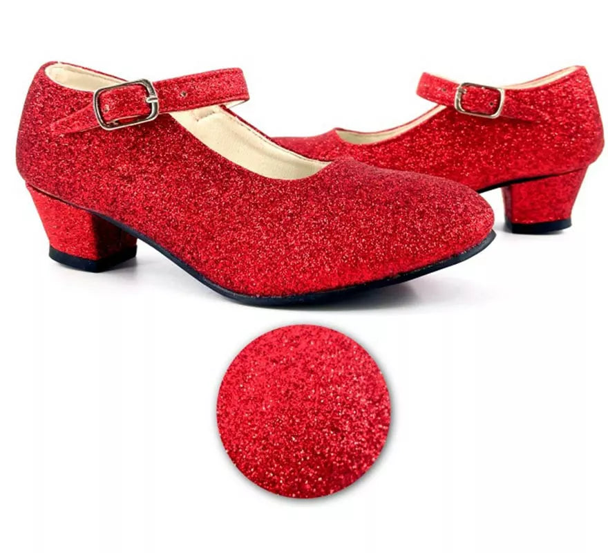 Translation missing: es.Zapato Sevillana con tacón Rojo Purpurina en números del 22 al 41
