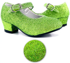 Zapato Sevillana con tacón Verde Purpurina en números del 22 al 41
