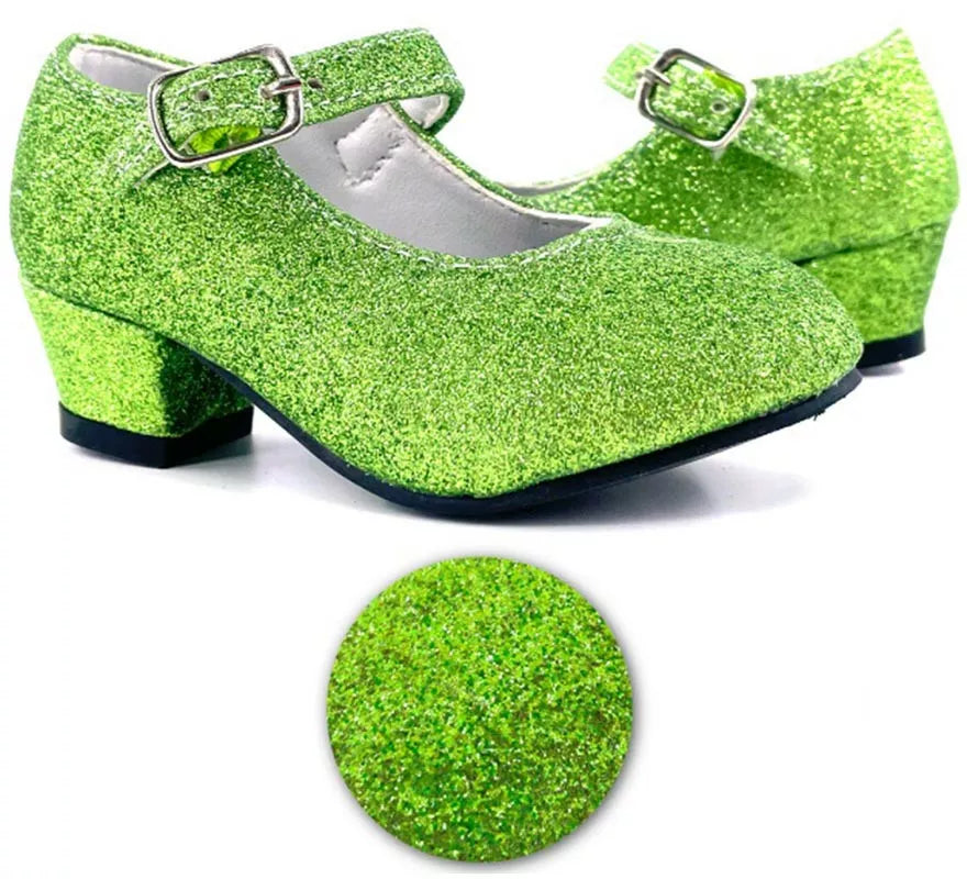 Translation missing: es.Zapato Sevillana con tacón Verde Purpurina en números del 22 al 41
