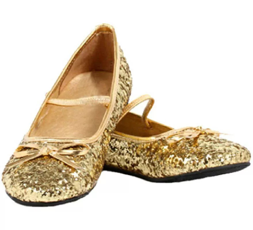 Translation missing: es.Zapatos Bailarinas Doradas Purpurina en números del 22 al 41